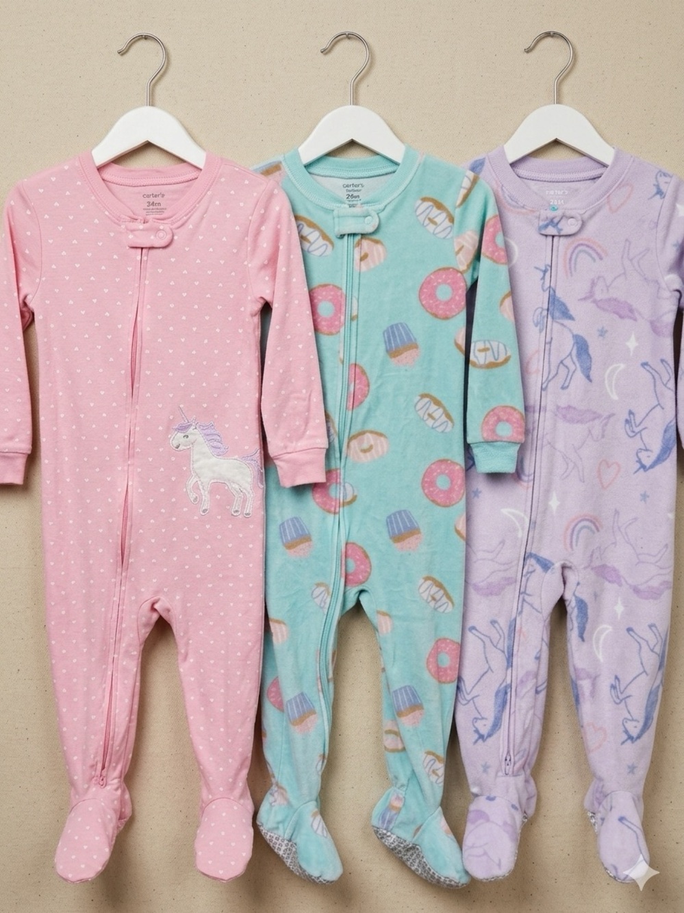 Carter's Fleece & Cotton Footie Pajamas Sleeper Bundle Set 24M (2T) 3Items